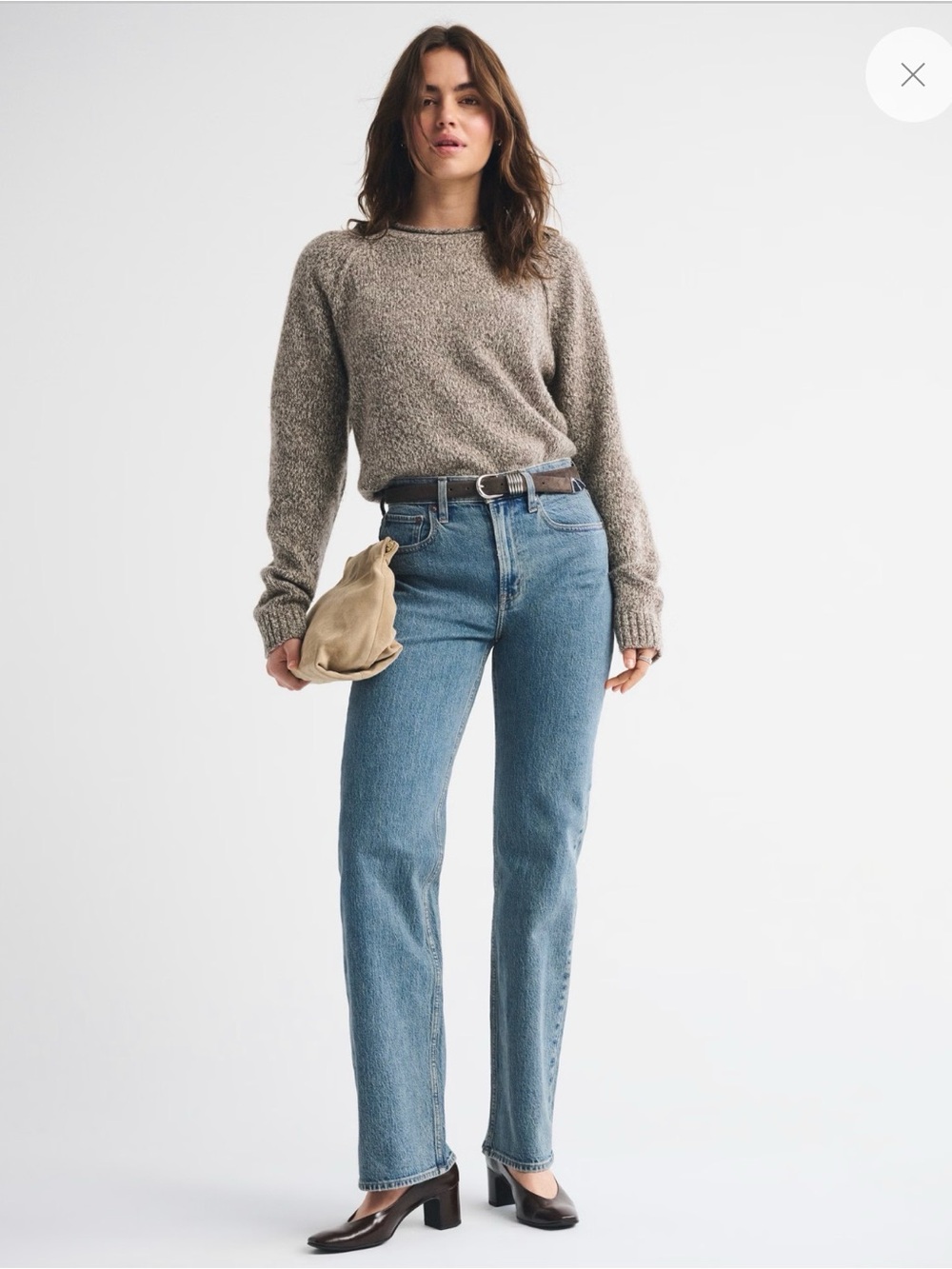 Abercrombie & Fitch High-Rise Straight Leg Jeans in Light Blue Wash
